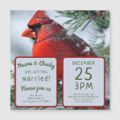 Winter Kardinal Bird RIP Memorial Weihnachts-Party Magneteinladung (Vorderseite)