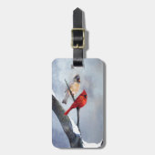 Winter Kardinal Custom Gepäckanhänger (Vorderseite vertikal)