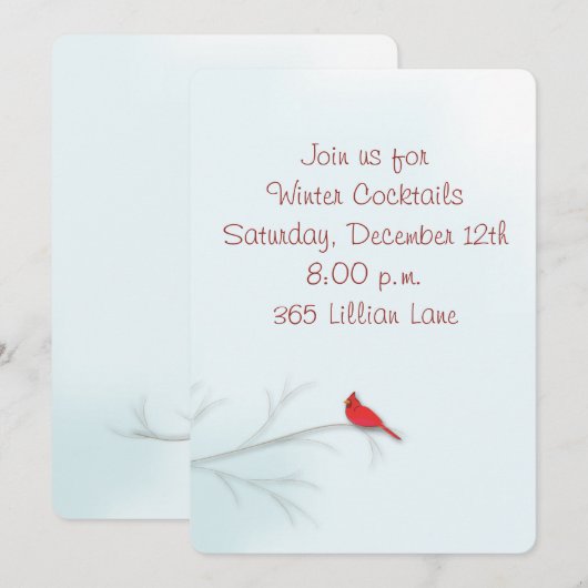 Winter-Kardinal-Editierbare Einladungskarte Einladung (Vorne/Hinten)