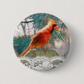 Winter Kardinal Festiv Button (Vorderseite)