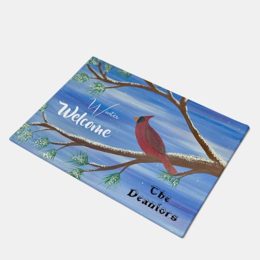 Winter Kardinal Fußmatte (Schrägansicht)