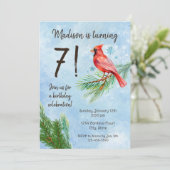 Winter Kardinal Geburtstagseinladung Einladung (Stehend Vorderseite)