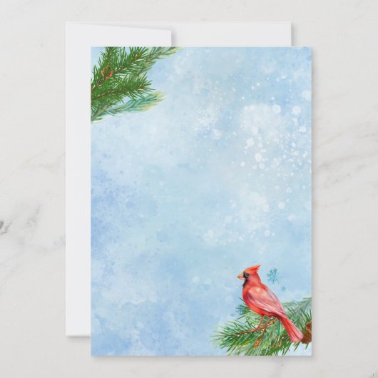 Winter Kardinal Geburtstagseinladung Einladung (Rückseite)