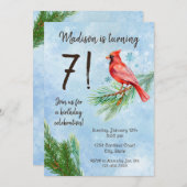 Winter Kardinal Geburtstagseinladung Einladung (Vorne/Hinten)