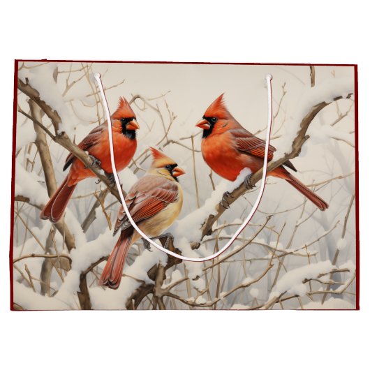 Winter-Kardinal Große Geschenktüte (Rückseite)