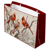 Winter-Kardinal Große Geschenktüte (Rückseite Schrägansicht)