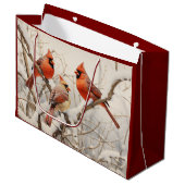 Winter-Kardinal Große Geschenktüte (Vorderseite Schrägansicht)
