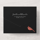 Winter Kardinal Hochzeit in einer Einladung (Rückseite)