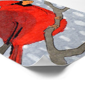 Winter Kardinal im Schnee Mini Folk Poster (Ecke)