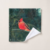 Winter-Kardinal im Schneesturm - Verbessert Badhandtuch Set (Waschlappen)