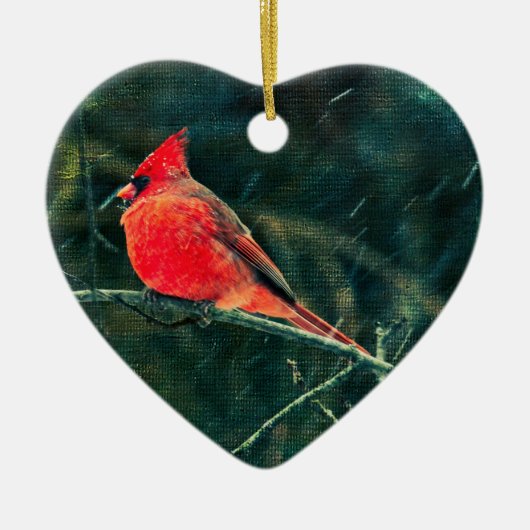 Winter-Kardinal im Schneesturm - Verbessert Keramik Ornament (Vorne)