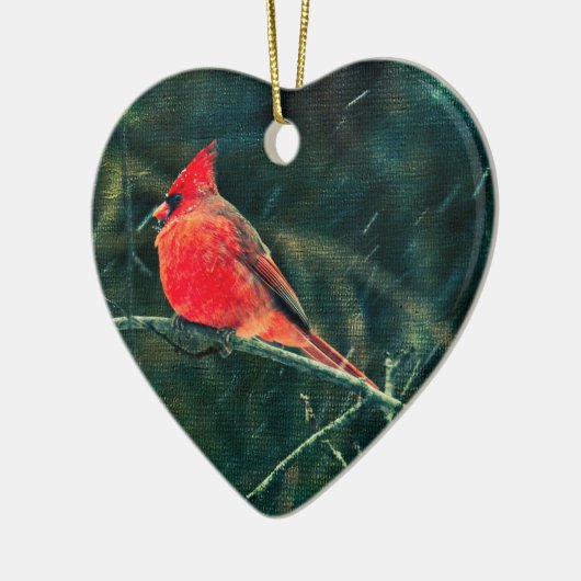 Winter-Kardinal im Schneesturm - Verbessert Keramik Ornament (Links)