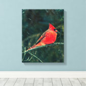 Winter-Kardinal im Schneesturm - Verbessert Leinwanddruck (Insitu (Holzboden))