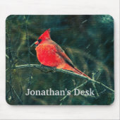 Winter-Kardinal im Schneesturm - Verbessert Mousepad (Vorne)