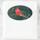 Winter-Kardinal im Schneesturm - Verbessert Ovaler Aufkleber (Tasche)