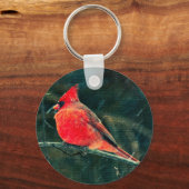 Winter-Kardinal im Schneesturm - Verbessert Schlüsselanhänger (Vorderseite)