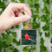 Winter-Kardinal im Schneesturm - Verbessert Schlüsselanhänger (Hand)