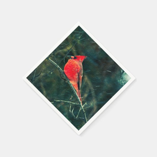 Winter-Kardinal im Schneesturm - Verbessert Serviette (Ecke)