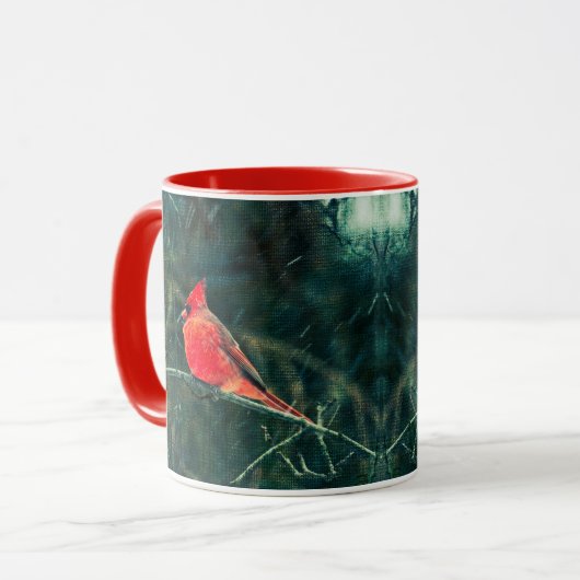 Winter-Kardinal im Schneesturm - Verbessert Tasse (Vorderseite Links)