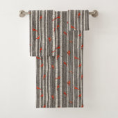 Winter-Kardinal in Birkenbäumen Badhandtuch Set (Insitu)