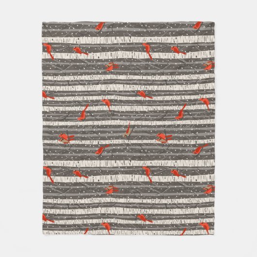 Winter-Kardinal in Birkenbäumen Fleecedecke (Vorderseite)