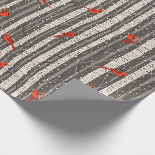 Winter-Kardinal in Birkenbäumen Geschenkpapier (Ecke)