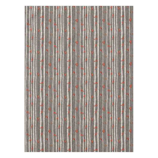 Winter-Kardinal in Birkenbäumen Tischdecke (Vorderseite)