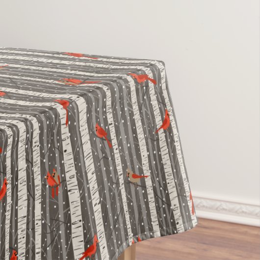 Winter-Kardinal in Birkenbäumen Tischdecke (Beispiel)