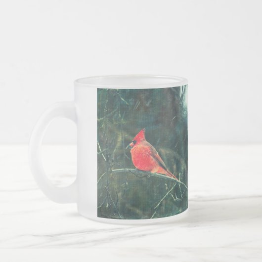 Winter Kardinal in Snowstorm Mattierte Tasse verbe (Links)