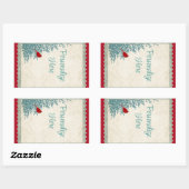 Winter-Kardinal in Vintagem Damast-Rotgold Rechteckiger Aufkleber (Blatt)