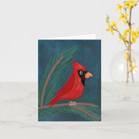 Winter Kardinal Karte (Gelbe Blume)