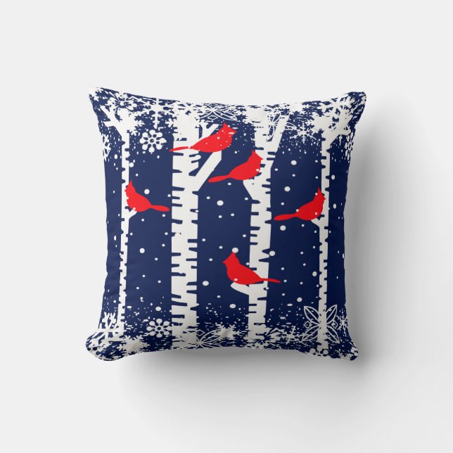 Winter-Kardinal Kissen (Vorderseite)