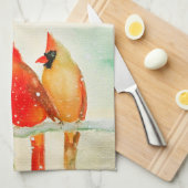 Winter Kardinal Küchentuch (Viertel Falte)