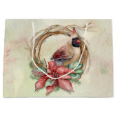Winter-Kardinal mit Poinsettia Große Geschenktüte (Vorderseite)