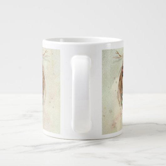 Winter Kardinal mit Poinsettia - Schnee Jumbo-Tasse (Rückseite)