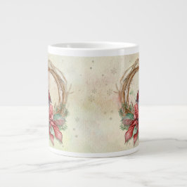 Winter Kardinal mit Poinsettia - Schnee Jumbo-Tasse