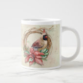 Winter Kardinal mit Poinsettia - Schnee Jumbo-Tasse (Rechts)