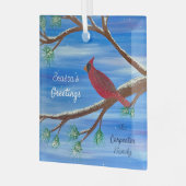 Winter Kardinal Ornament Aus Glas (Vorderseite links)