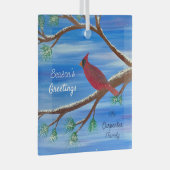 Winter Kardinal Ornament Aus Glas (Vorderseite Rechts)