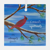 Winter Kardinal Ornament Aus Glas (Rückseite)