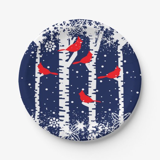 Winter-Kardinal Pappteller (Vorderseite)