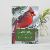 Winter Kardinal RIP Weihnachtsfeier Einladung (Stehend Vorderseite)