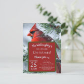Winter Kardinal RIP Weihnachtsfeier Postkarte (Stehend Vorderseite)