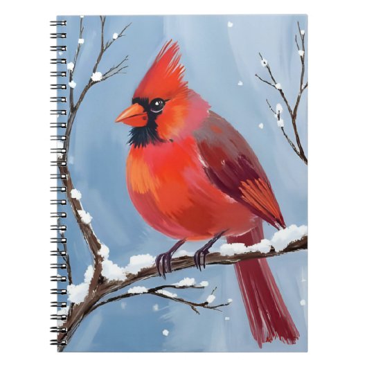 Winter-Kardinal-Rotvogel-Aquarellmalerei Notizblock (Vorderseite)