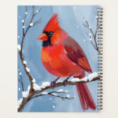 Winter-Kardinal-Rotvogel-Aquarellmalerei Planer (Rückseite)