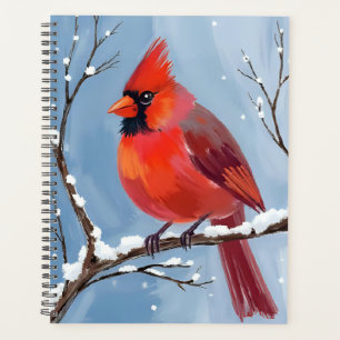 Winter-Kardinal-Rotvogel-Aquarellmalerei Planer