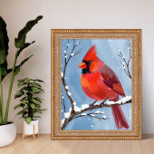 Winter-Kardinal-Rotvogel-Aquarellmalerei Poster