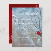 Winter Kardinal Save the Date Einladung Postkarte (Vorne/Hinten)