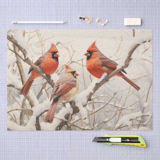 Winter-Kardinal Seidenpapier (Handwerk)