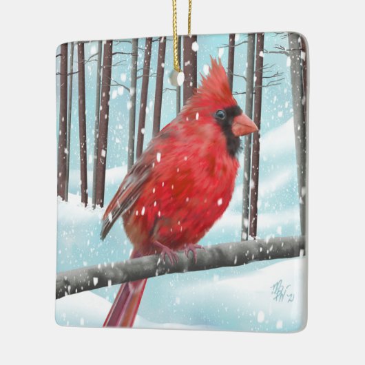 Winter Kardinal Square Ornament (Links)